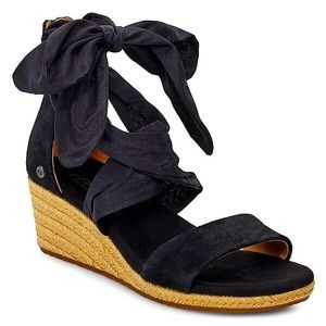 UGG Black Lace-up Wedges